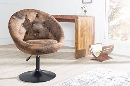DuNord Design Sessel Drehstuhl NIZZA antik coffee Tulpenfuss schwarz Retro Design Möbel