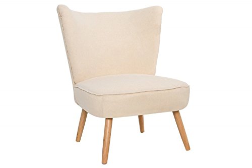 DuNord Design Sessel Polsterstuhl MARTA Leinen beige Vintage Retro Design Loungesessel