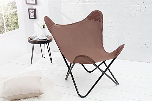 DuNord Design Sessel Stuhl TEXAS braun Leinen Loungesessel Esszimmer Butterfly Klappstuhl