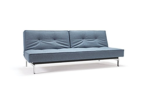 Innovation - Splitback Schlafsofa - blau-grau - Mixed Dance - Ulme dunkel, konisch - Per Weiss - Design - Sofa