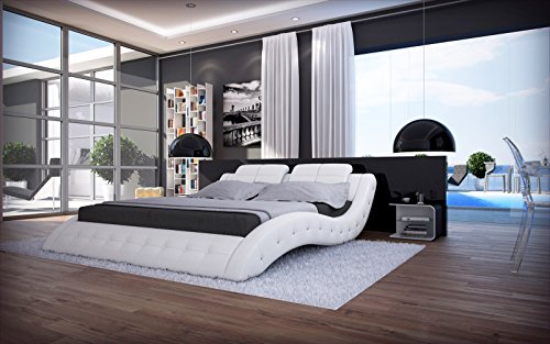 Polsterbett 180 x 200 cm Mood in weiß modernes Designbett mit SAM®-Lederimitat bezogen und Zierleiste