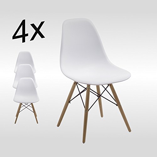 Stuhl Esszimmerstühle Küchenstühle !4 er Set! Art. DH0450 in WEISS Küchenstuhl mit Holzbeine Esszimmerstuhl RETRO LOOK