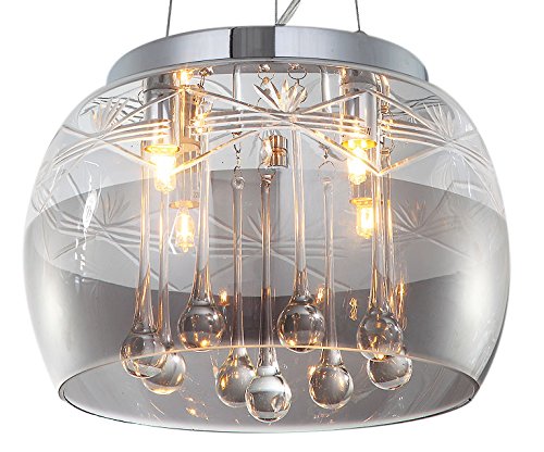 Kristall Deckenlampe Pendelleuchte Deckenleuchte Hängeleuchte Lüster Kronleuchter Esszimmer Glas Lampenschirm Design Modern 30cm 4xG9 Fassungen