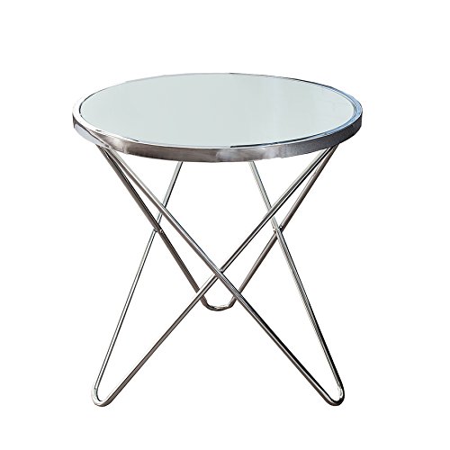 Design Couchtisch ORBIT 55 cm chrom opal weiß Beistelltisch Wohnzimmertisch Tisch