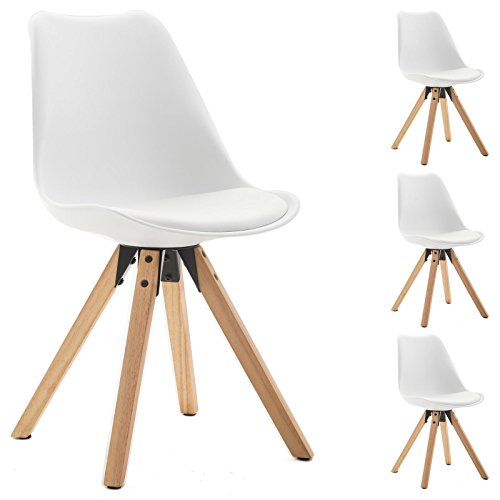 4er Set Esszimmerstuhl Küchenstuhl Stuhlgruppe Essstuhl Stuhl TYSON Kunststoff weiß
