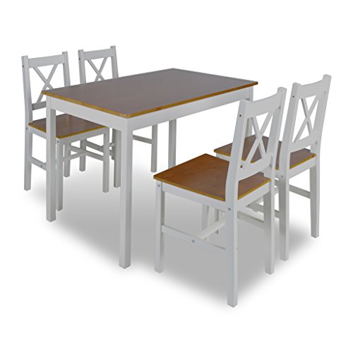 vidaXL Holztisch Esstisch Sitzgruppe Esszimmer Esstischset Tischset Tisch+4 Stühle