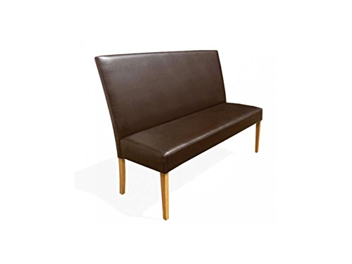 SAM® Esszimmer Sitzbank Bari III, 180 cm, in braun mit buche-farbigen Beinen aus Pinien-Holz, Sitzbank mit Rückenlehne aus Samolux®-Bezug, angenehmer Sitzkomfort, frei im Raum aufstellbare Bank
