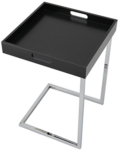 Invicta Interior Ciano Design Beistelltisch Tablett-Tisch schwarz chrom 40 x 40 cm
