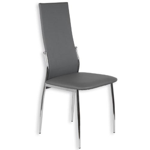Esszimmer Stuhl DORIS - Set mit 4 Stühlen - chrom / grau