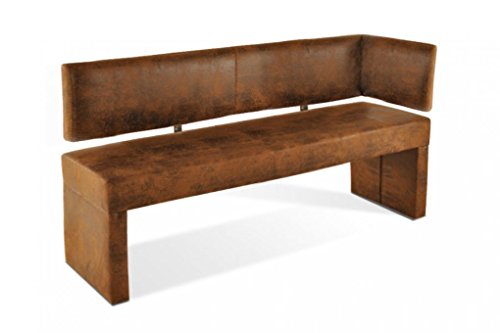 SAM Esszimmer Ottomane Lascarlett, 170 cm, braune Wildlederoptik, Sitzbank mit Rückenlehne aus Samolux®-Bezug, frei im Raum aufstellbare Bank