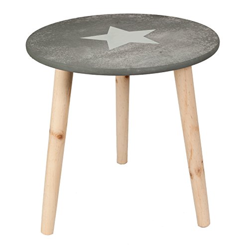 Beistelltisch Sander mit Stern Beton Zement - Look Couchtisch Tisch drei Beine Design Holz Ø40cm