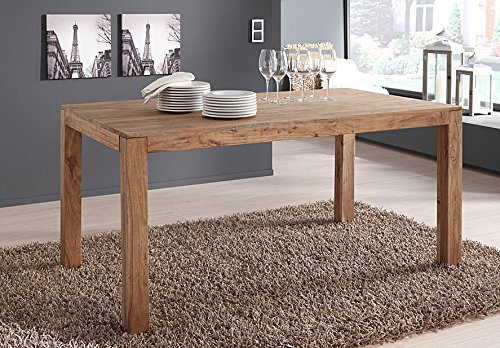 SAM® Esszimmer Holztisch Saber 6703 in stone, 120 x 90 cm, rechteckiger Esstisch aus massivem Akazie-Holz, Tisch im zeitlosen Design mit natürlicher Optik