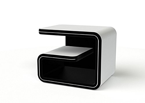 SAM® Nachtkommode links NAKO 99 in weiß - schwarz, modernes Design mit futuristischen Akzenten, edel, viel Stauraum