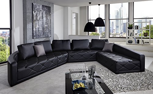 SAM® Sofa Garnitur schwarz rechts 380 x 290 cm, exklusiv designed by Ricardo Paolo®, komfortabel und pflegeleicht [521950]