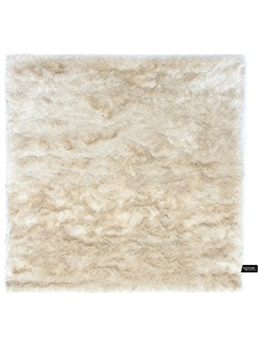 benuta Shaggy Hochflor Teppich Whisper Quadratisch Beige 150x150 cm | Langflor Teppich für Schlafzimmer und Wohnzimmer