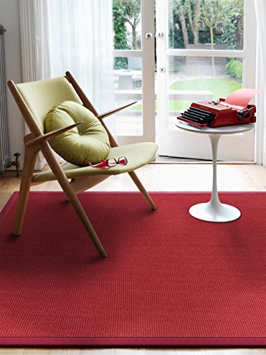 benuta Sisal Teppich mit Bordüre Rot 120x180 cm | Naturfaserteppich für Flur und Wohnzimmer