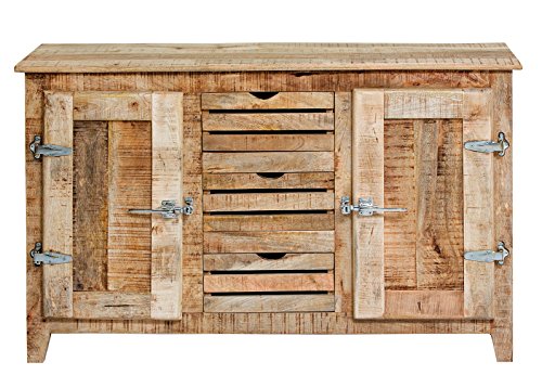 SIT-Möbel 2503-01 Sideboard "Frigo", 150 x 45 x 85 cm, Mango-Holz massiv, mit Kühlschrankgriffen, natur lackiert