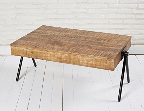 Beistelltisch Couchtisch Wohnzimmertisch Stubentisch rund 90 x 60 cm Holz Metall im Retro- bzw. Industriedesign