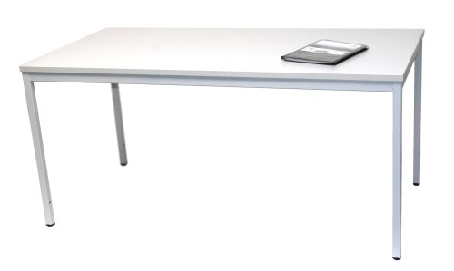 Schreibtisch (Stahl) LxB: 160x80 cm, lichtgrau, Marke: Szagato (Arbeitstisch, Computertisch, Bürotisch, Druckertisch)