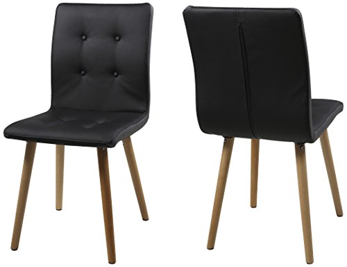AC Design Furniture Charlotte Stuhl, Lederimitat, Schwarz, 55 x 43 x 88 cm