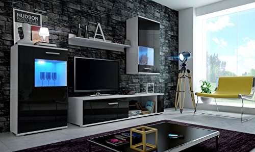 EVE Moderne Wohnwand, Exklusive Mediamöbel, TV-Schrank, Neue Garnitur, Große Farbauswahl (RGB LED-Beleuchtung Verfügbar)