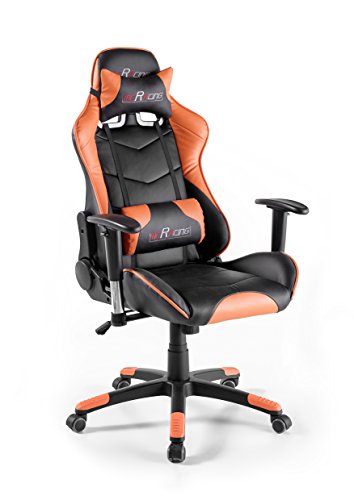 MC Racing 12 Gaming Stuhl Sportsitz Bürostuhl Schreibtischstuhl Gaming chair inklusiv Kissen schwarz/ orange 69 x 125-135 x 58 cm