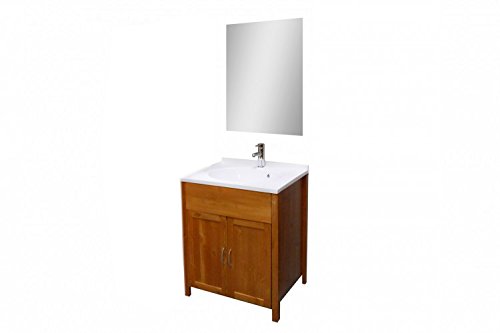 SAM® Badmöbel-Set 2-tlg, Kiefernholz lackiert, Badezimmermöbel, Waschbeckenunterschrank, Spiegel