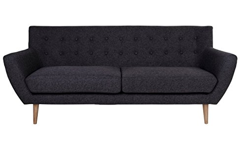 Sofa MOON 3-Sitzer in dunkelgrau Couch Dreisitzer Stoffsofa