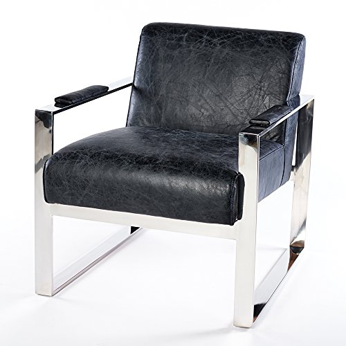 Echtleder Vintage Ledersessel Schwarz Wartezimmer Sessel retro Design 645