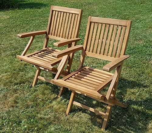 2Stück TEAK Design Klappsessel Gartensessel Gartenstuhl Sessel Holzsessel mit Armlehne Gartenmöbel Holz 'AVES' geölt von AS-S