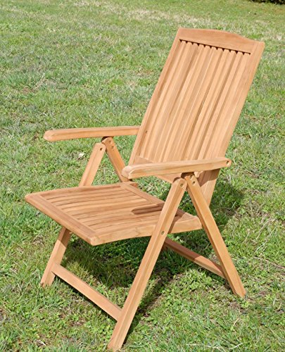 TEAK Design Hochlehner Gartensessel Gartenstuhl Sessel Holzsessel Klappsessel Gartenmöbel Holz sehr robust Modell: TOBAGO von AS-S
