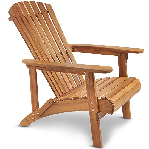 VonHaus Adirondack Stuhl – Outdoor-/Gartenmöbel aus Akazien-Hartholz mit Ölfinish