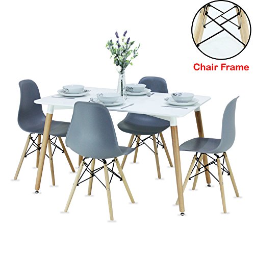 P & N Homewares®, Romano Moda Esstisch-Set mit Retro-inspiriertem Stuhl und Tisch, Farbe weiß oder grau, mit modernem Esstisch-Set
