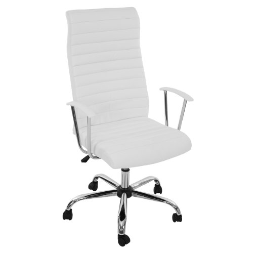 Mendler Bürostuhl Drehstuhl Chefsessel Cagliari, ergonomische Form ~ weiß