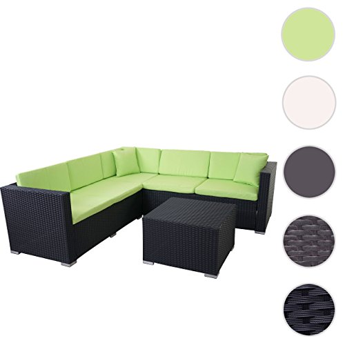 Mendler Poly-Rattan Sofa-Garnitur ROM Basic, Sitzgruppe Lounge-Set, Alu