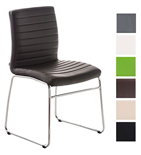 CLP Esszimmerstuhl LEA mit hochwertiger Polsterung und Kunstlederbezug | Küchenstuhl mit Bodenschonern und einer Sitzhöhe von: 47 cm | In verschiedenen Farben wählbar
