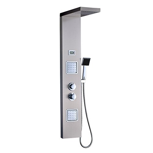 OBEEONR Thermostat Duschpaneel Duschset Edelstahl Duschsystem mit handbrause und Regendusche Duscharmatur