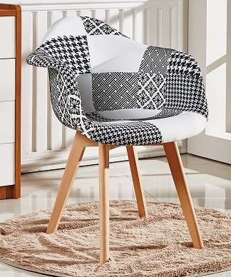 P & N Homewares® Fabia Esszimmerstuhl Schwarz-Weiß Patchwork Stühle Retro Moderne Stühle Moderne Retro zeitgenössische skandinavische Möbel