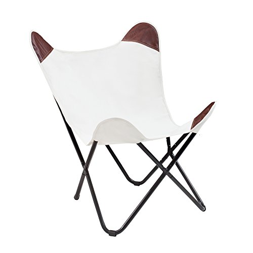 Sessel BUTTERFLY Canvas natur Designklassiker mit Eisengestell Lounge Esszimmer Klappstuhl Loungesessel Liegestuhl