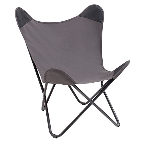 Stylischer Sessel BUTTERFLY grau Designklassiker mit Eisengestell Lounge Esszimmer Klappstuhl Loungesessel Liegestuhl
