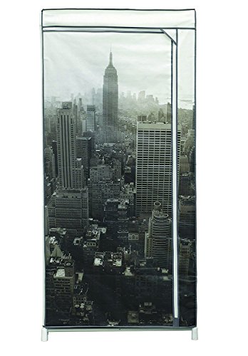 Compactor RAN4599 Kleiderschrank New York Empire State Building, 50 x 75 x 160 cm, weiß mit grauer Einfassung