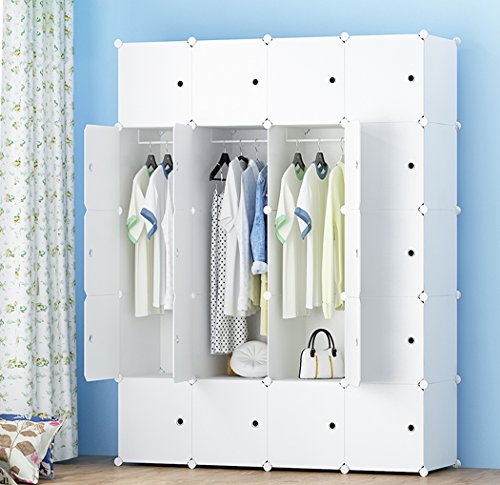 PREMAG Portable Garderobe für hängende Kleidung, Kombischrank, modulare Schrank für platzsparende, Ideale Storage Organizer Cube für Bücher, Spielzeug(20-Würfel, zusätzliche Aufkleber Enthalten)