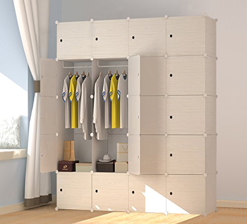 PREMAG Wood Pattern Portable Garderobe für hängende Kleidung, Kombischrank, modulare Schrank für platzsparende, Ideale Storage Organizer Cube für Bücher, Spielzeug, Handtücher (20 New)