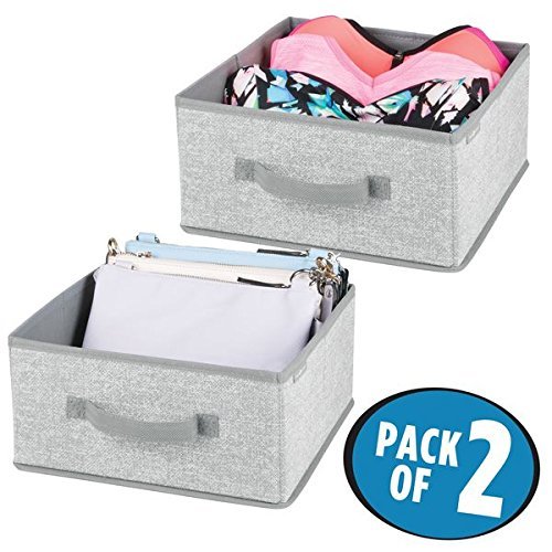 mDesign 2er-Set Aufbewahrungsbox aus Stoff – für Ordnung im Kleiderschrank – Stoffkiste für Kleidung, Decken, Accessoires und mehr – grau