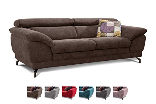 Cavadore Sofa Sheldon / Große Couch mit verstellbaren Kopfstützen im modernen Design