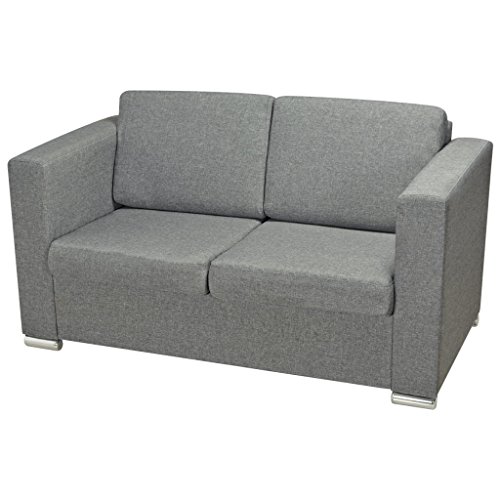 Festnight 2-Sitzer-Sofa Wohnzimmersofa 2-Sitzer Couch Loungesofa Couchgarnitur Stoffpolsterung für Wohnzimmer Büro - Hellgrau
