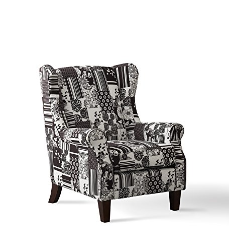 SalesFever® Sessel & Hocker in schwarz-weiß, 100% Polyester, Patchwork, strapazierfähig, bequemer Komfort