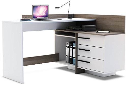 Eckschreibtisch weiß Eiche Schreibtisch Computertisch Bürotisch Arbeitstisch Thales
