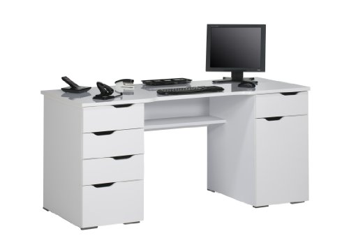 MAJA-Möbel 9539 5639 Schreib- und Computertisch, weiß Hochglanz - Icy-weiß, Abmessungen BxHxT: 158 x 74,5 x 67 cm