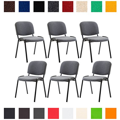 CLP 6X Konferenzstuhl Ken mit Stoffbezug oder Kunstlederbezug I 6 x Stapelstuhl mit Robustem Metallgestell I In Verschiedenen Farben erhältlich